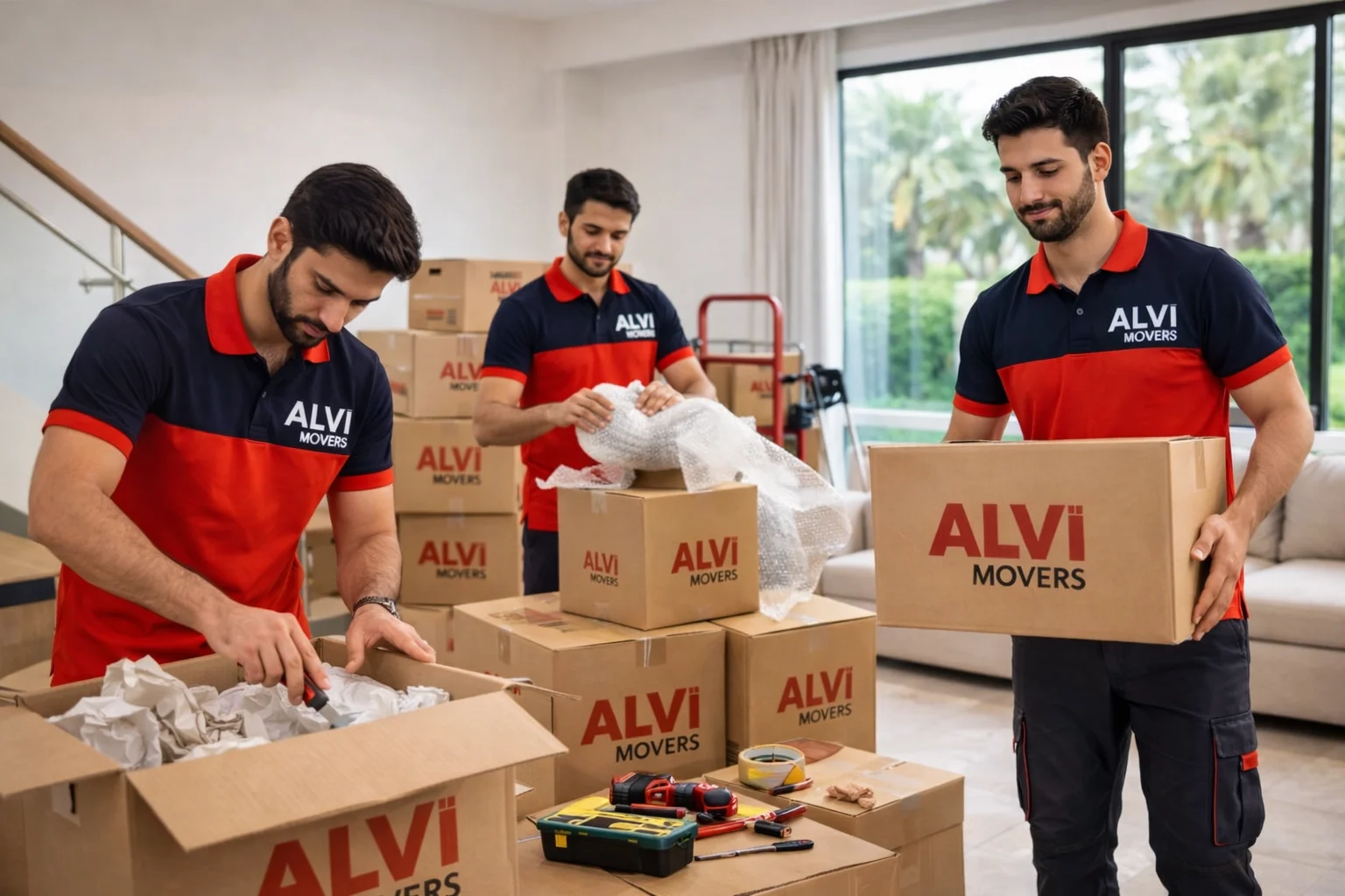 Professional moving team working in Downtown Dubai